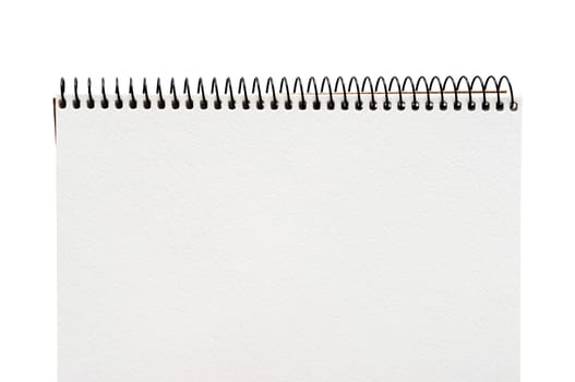 close up of a blank white notebook on white background