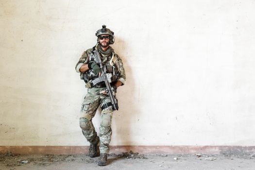 Portrait of american poses during military operation