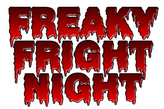 Illustration of freaky fright night title, a halloween theme isolated on white.