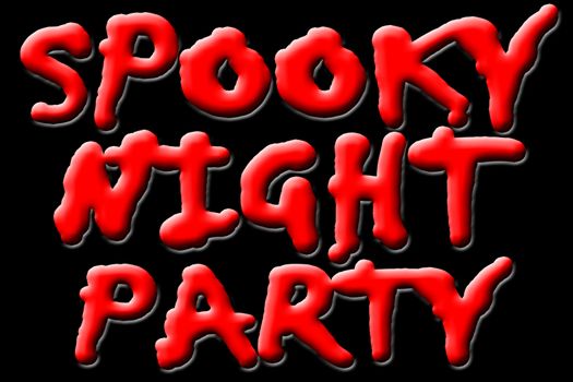 Illustration of spooky night party title, a halloween theme isolated on black.