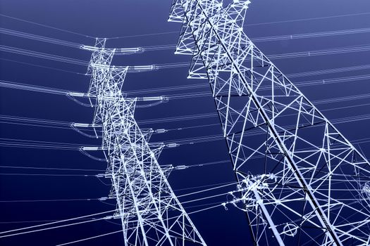 Power lines with blue sky