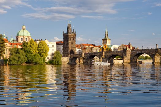 czech republic prague - charles bridge and spires of the old town