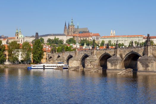 czech republic, prague - charles bridge, hradcany castle, st. vitus�s cathedral