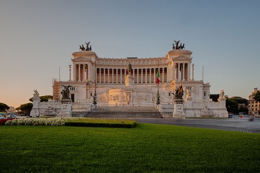 The Altare della Patria located of Piazza Venezia, Rome, Italy.
