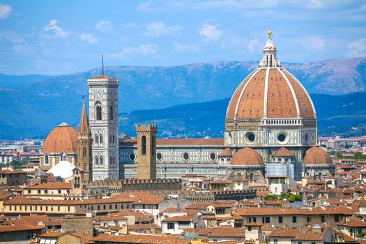 Pisa, Italy - August 11, 2013: Cathedral Santa Maria del Fiore and Pallazo Vecchio in Florence city view, Italy