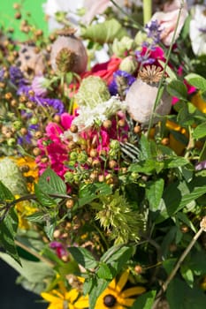 beautiful bouquets of flowers and herbs 