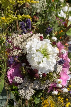 beautiful bouquets of flowers and herbs 