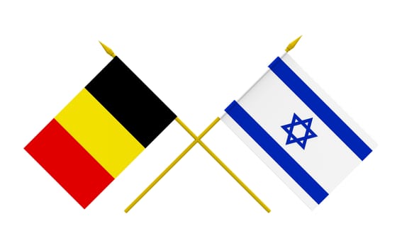 Flags of Belgium and Israel, 3d render, isolated on white