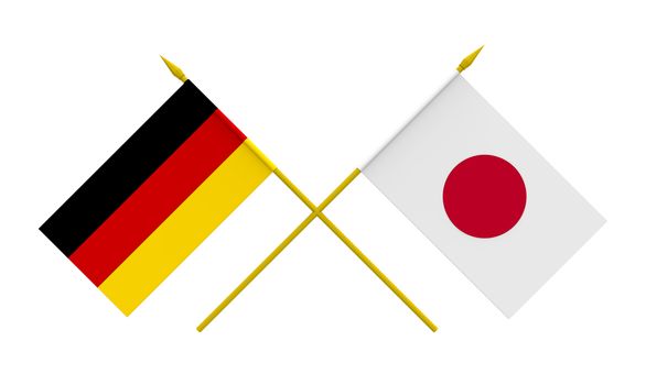 Flags of Germany and Japan, 3d render, isolated