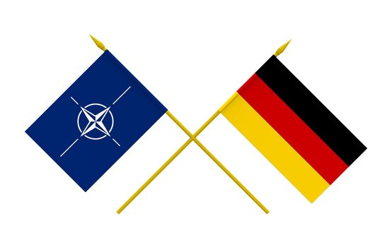 Flags of NATO and Germany, 3d render, isolated