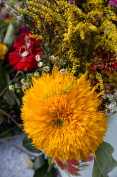 beautiful bouquets of flowers and herbs 