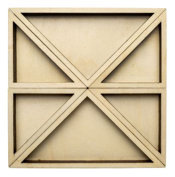 a set of triangular poplar plywood serving trays forming a square