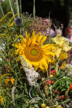 beautiful bouquets of flowers and herbs 