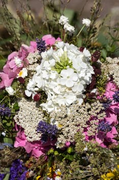 beautiful bouquets of flowers and herbs 