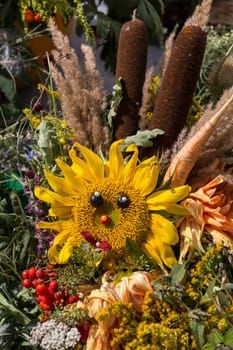 beautiful bouquets of flowers and herbs 