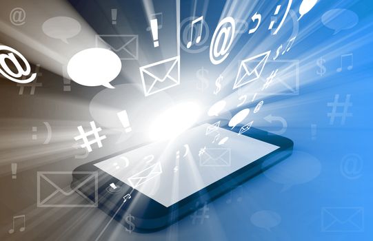 Touchscreen Smart Phone Downloading Apps and Cloud Computing