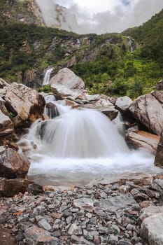 High waterfalls at shangria in india in rainy season