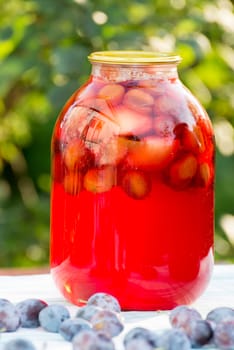 PlPlum compote home canning in the gardenum compote home canning in the garden