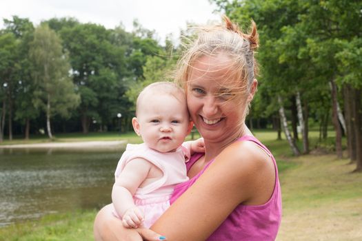 Mother and her daughter are having a nice time