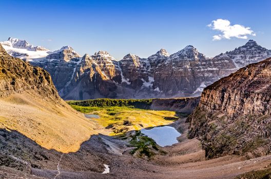 Mountain range view from Sentinel pass, Banff national park, Rocky mountains, Canada
