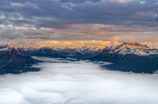 Landscape view of mountain range at sunrise, Mount Fairview, Alberta, Canada