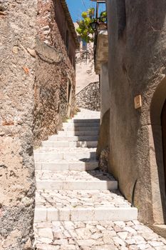 Stairs and flowers in the village