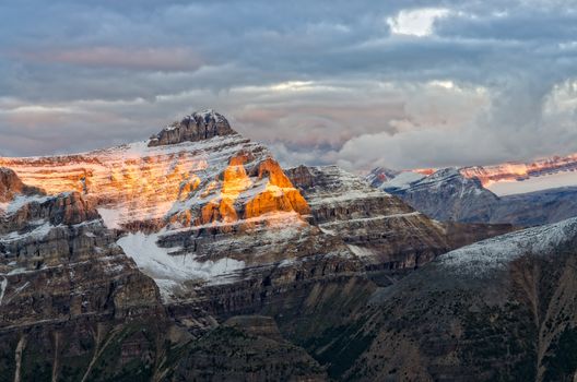 Mountain range view with colorful peaks, Rocky mountains, Alberta, Canada