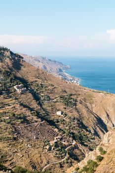 Coastal landscape ionian sea eastern Sicily