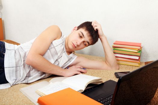 Teenager doing Homework in Home Interior