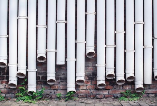 white water pipes as wall