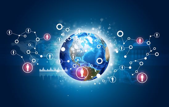 Earth with graphs and network. Elements of this image are furnished by NASA