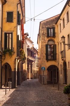 View of medieval street in padova, italy