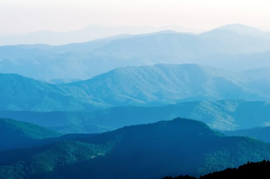 The simple layers of the Smokies at sunset - Smoky Mountain Nat. Park, USA.