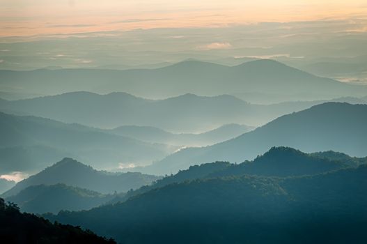 The simple layers of the Smokies at sunset - Smoky Mountain Nat. Park, USA.