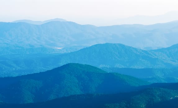 The simple layers of the Smokies at sunset - Smoky Mountain Nat. Park, USA.