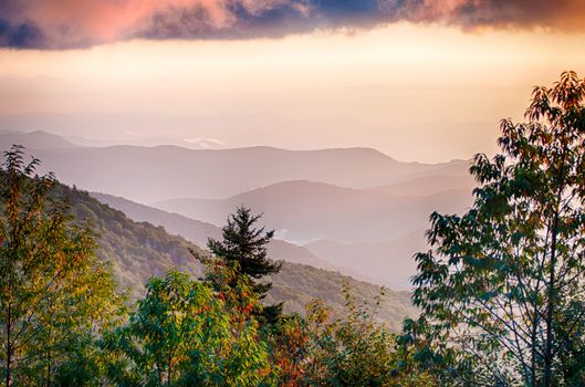 The simple layers of the Smokies at sunset - Smoky Mountain Nat. Park, USA.