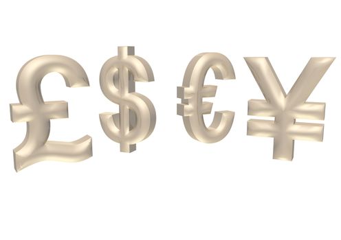International economy currency units: pound, euro, dollar, yen