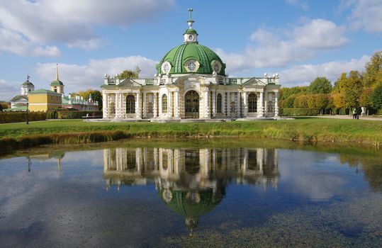 MOSCOW, RUSSIA - September 28, 2014: View of the Kuskovo estate in autumn day