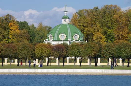 MOSCOW, RUSSIA - September 28, 2014: View of the Kuskovo estate in autumn day