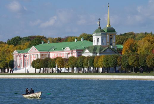 MOSCOW, RUSSIA - September 28, 2014: View of the Kuskovo estate in autumn day