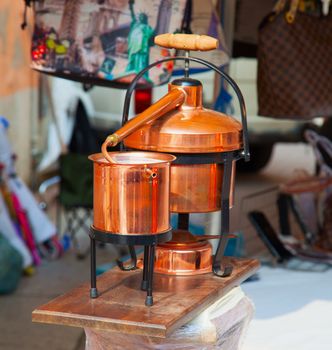 Bronze still for grappa, in close up