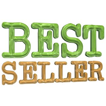 Glossy gold three-dimensional inscription Best seller as a sign.