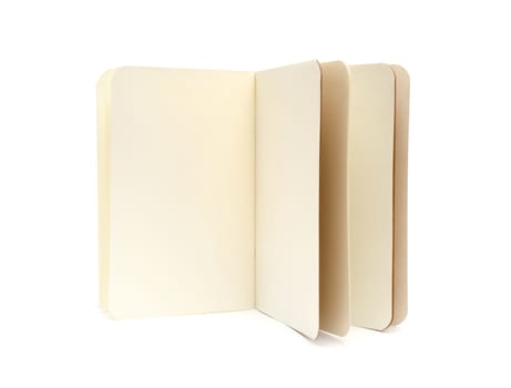 opened blank note books - soft pages texture - isolated on white
