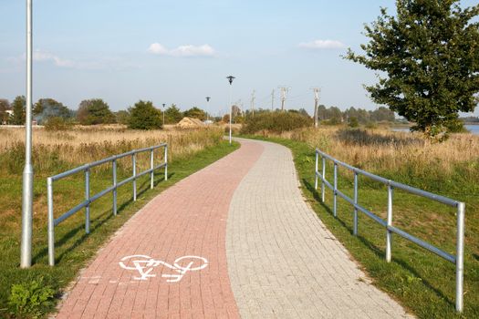 A brick path for walks and bike rides