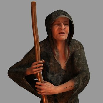 The old witch render isolated from the background