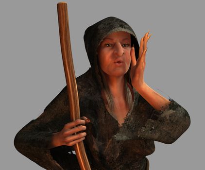 The old witch render isolated from the background