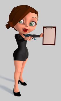 Cute young business woman with a tablet in hands