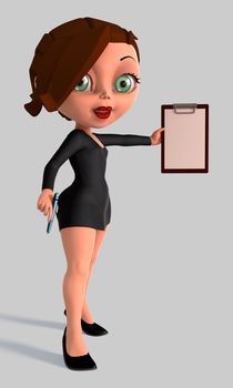 Cute young business woman with a tablet in hands