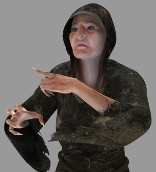 The old witch render isolated from the background