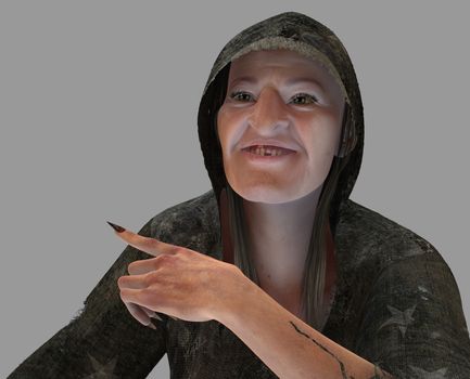 The old witch render isolated from the background